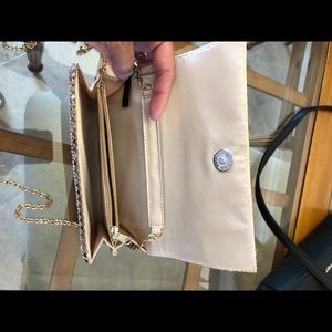 Small clutch pink glittery purse with strap